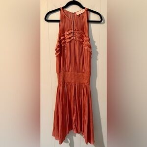 Gypsy & Rose Rust Orange Sleeveless Ruffled Women's Dress, Size M